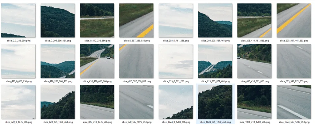 Sliced images output